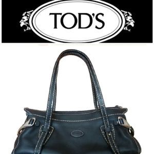 Vintage Tod's black leather baguette handbag